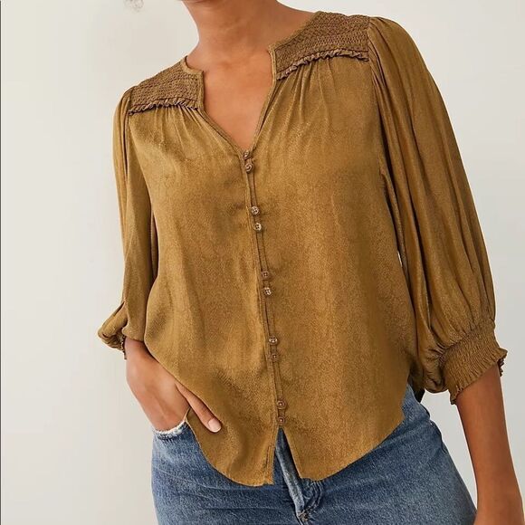 Anthropologie Cacee Jacquard Button Down Snake Print Blouse Size XS - Picture 2 of 11